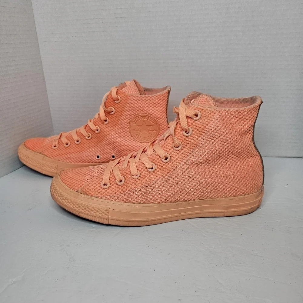 Converse Girls Orange Canvas High-Top Sneakers Size 7 Y